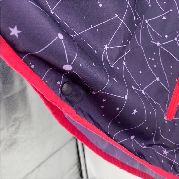 Champion Constellation Rain Cape Hooded Purple Kids Girls Front Zip Pockets 7/8 - Picture 3 of 7